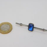 Sterling Silver & Morpho Butterfly Wing Bar Brooch Antique Art Deco c1920s