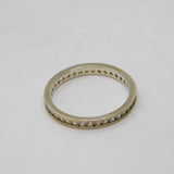 Sterling Silver Channel Set White Topaz Eternity Band Ring Modern c1990 Size R