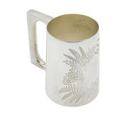 VIctorian Silver Plated Fern Pattern Tankard Mug Antique c1890 Dixon Sheffield