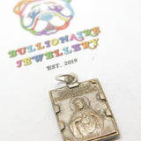 Silver Plated French Roman Catholic Lourdes Pendant Antique c1930 Art Deco