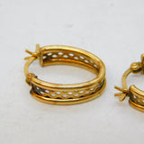 Pair of 9ct Yellow Gold Knotted Hoop Earrings Vintage c1970s
