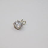 Sterling Silver CZ Solitaire Drop Charm Pendant Vintage c1970