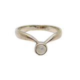 Sterling Silver Cabochon Moonstone Wishbone Dress Ring Modern c1990 Size K 1/2