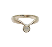 Sterling Silver Cabochon Moonstone Wishbone Dress Ring Modern c1990 Size K 1/2