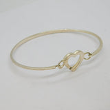 Sterling Silver Yellow Diamond Set Open Heart Bangle Bracelet Vintage c1970