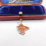 Sterling Silver and Enamel Travel Shield County 'Devon' Charm Vintage c1970