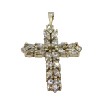 Sterling Silver Chunky CZ Cross Charm Pendant Contemporary c1990s