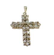Sterling Silver Chunky CZ Cross Charm Pendant Contemporary c1990s