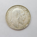 King Edward VII .925 Silver Half Crown Coin Antique 1909 Fine Condition
