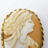 19th Century Pinchbeck Mounted Carved Shell Cameo Brooch Antique c1860