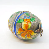 Chinese Export Sterling Silver & Enamel Egg Form Trinket Pendant Vintage