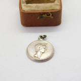 Sterling Silver Ancient Greek Style Coin Charm Pendant Vintage c1970
