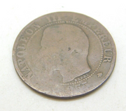 French Napoleon III Cinq Centimes Coin Antique 1855 Victorian