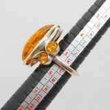 Sterling Silver Chunky Baltic Amber Statement Ring Vintage c1970 Size K 1/2