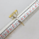 Sterling Silver Yellow Marquise & White CZ Cocktail Ring Modern c1990 Size S