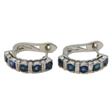 Pair of Contemporary 18ct White Gold, Sapphire & Diamond Hoop Earrings