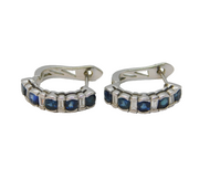 Pair of Contemporary 18ct White Gold, Sapphire & Diamond Hoop Earrings