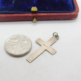 Sterling Silver Crucifix Engraved 'Mother' Charm Pendant Vintage c1970