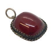 Sterling Silver Cabochon Cut Carnelian Agate Drop Charm Pendant Vintage c1970s