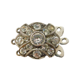 Victorian Sterling Silver & Paste Set Floral Bracelet Clasp Antique c1880s
