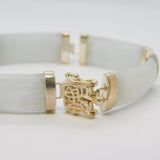Chinese Sterling Silver & Green-Jade Set Panel Bracelet Vintage c1970s