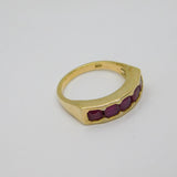Sterling Silver Gilt 5 Ruby Half Eternity Band Ring Vintage c1970 Size O