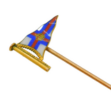 Victorian 9ct Yellow Gold & Enamel Set Sailing Yacht Flag Stick Pin Antique