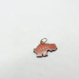 Sterling Silver & Red Enamel Jersey Outline Charm Vintage c1960