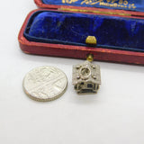 Sterling Silver Ski Chalet Charm Pendant Vintage c1970