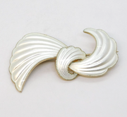 Norwegian Elvik & Co Sterling Silver Gilt White Enamel Spray Brooch Vintage