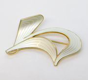 Ivar T. Holth Norwegian Sterling Silver Gilt White Enamel Floral Spray Brooch