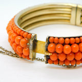 19th Century Austro-Hungarian Sterling Silver Gilt & Coral Cuff Bangle Antique