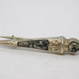 Scottish Sterling Silver, Granite & Citrine Dirk Brooch Antique 1921 Birmingham