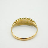 Victorian 15ct Gold, Old-Cut Diamond & Ruby Boat Ring Antique c1880