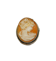 Continental 800 Silver Carved Shell Cameo Brooch Or Pendant Vintage c1970's