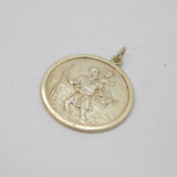 Sterling Silver St Christopher Round Travel Charm Pendant Vintage c1970s
