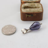 Sterling Silver Amethyst Drop Charm Pendant Vintage c1970