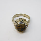 20th Century Ancient Style White Metal Agate Signet Ring Antique c1920