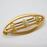 10ct Two-Tone Gold & Diamond Set Floral Dress Brooch Antique c1930s Deco