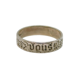 Sterling Silver French Inscribed Sentimental Band Ring Vintage c1970 Size Q 1/2