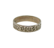 Sterling Silver French Inscribed Sentimental Band Ring Vintage c1970 Size Q 1/2