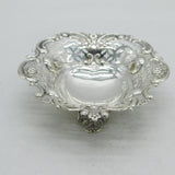 Victorian Sterling Silver Floral Pierced Treat Dish Antique 1895 London