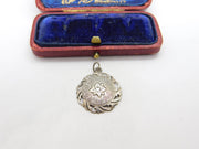 Sterling Silver Star Pattern Drop Charm Pendant Vintage c1970