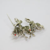 Sterling Silver Marcasite Knight On Horseback With Companion Contemporary c1990