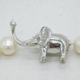 Sterling Silver Elephant Clasp Simulated Pearl Necklace Vintage c1990