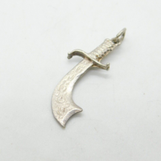Sterling Silver Eastern Scimitar Sword Style Charm Pendant Vintage c1970