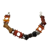 Victorian Scottish Sterling Silver, Agate & Granite Panel Bracelet Antique c1860