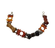 Victorian Scottish Sterling Silver, Agate & Granite Panel Bracelet Antique c1860