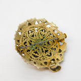 Austro-Hungarian Sterling Silver Gilt, Enamel & Stone Set Floral Pendant Brooch