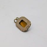 Sterling Silver Tiger's Eye & Marcasite Art Deco Charm Pendant Antique c1930